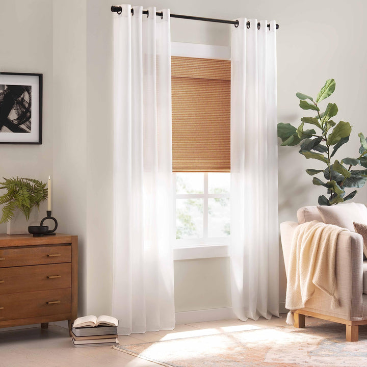 Eclipse Bamboo Roman Shades for Windows Semi-Privacy Light-Filtering