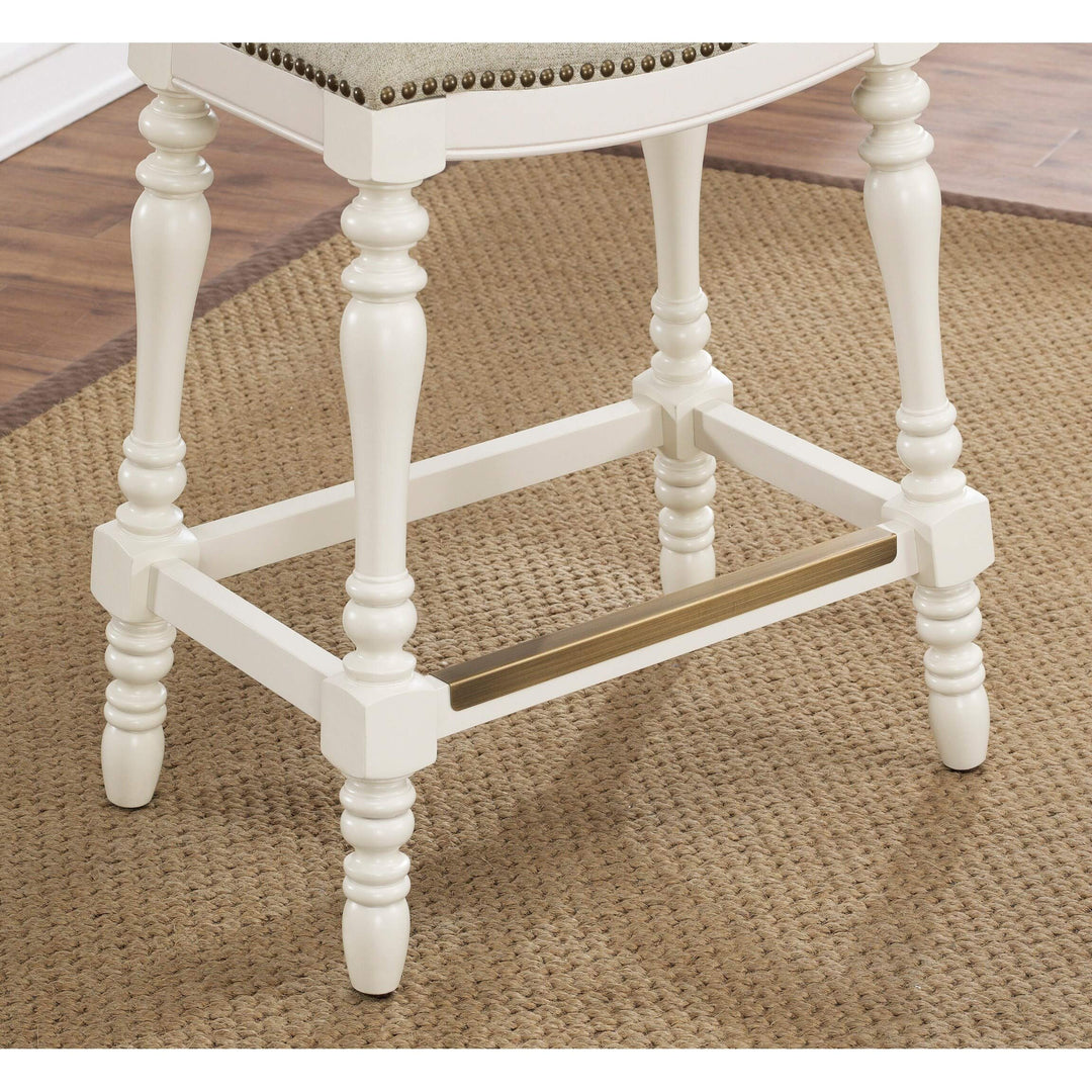 25-inch Saddle Seat Counter Stool by White Casual Fabric Wood Finish Solid - Diamond Home USA