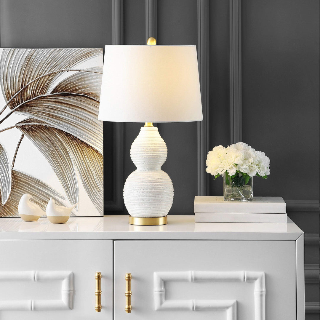 Lighting 25-inch White Led Table Lamp - 14" W X L 25.5" H Modern Contemporary