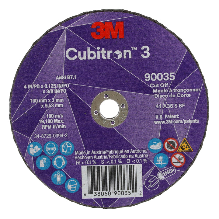 3M Cubitron 3 Cut-Off Wheel 90035 36+ T1 4 in x 0.125 in x 3/8 in (100 x 3 x