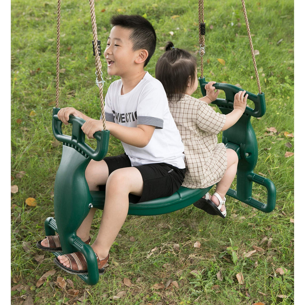 Plastic Double Glider Playground 2 Person Swing Green - Diamond Home USA