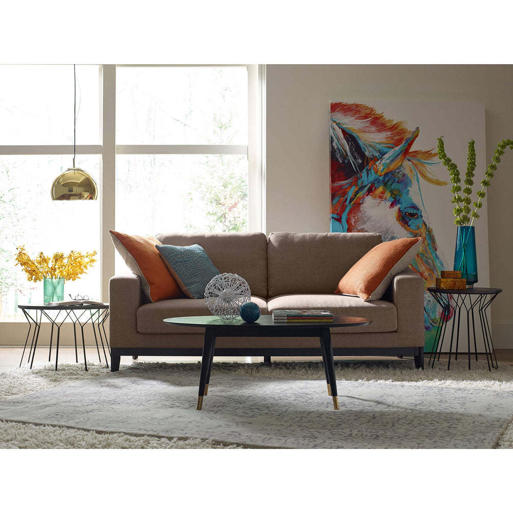 Black Metal Side Table with Wood Top Modern Contemporary Round Iron Finish Solid - Diamond Home USA