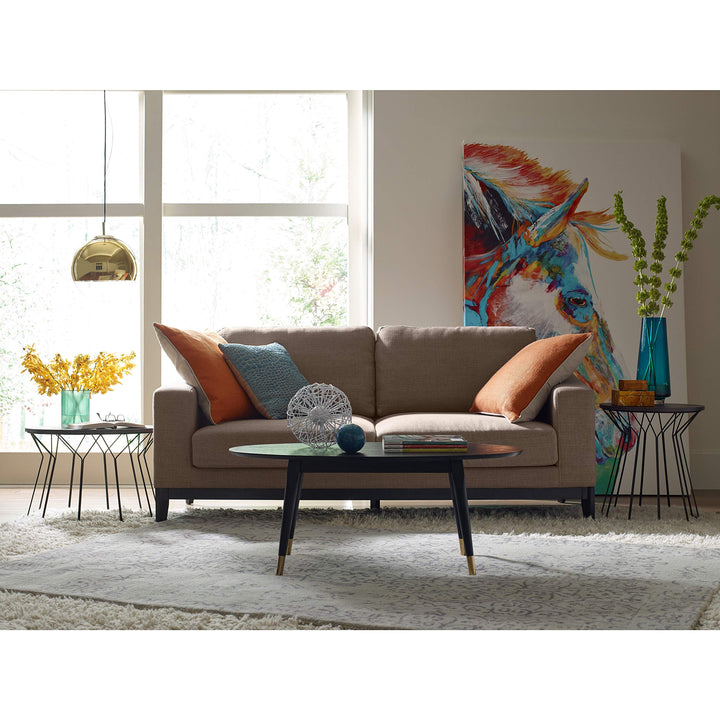 Black Metal Side Table with Wood Top Modern Contemporary Round Iron Finish Solid - Diamond Home USA