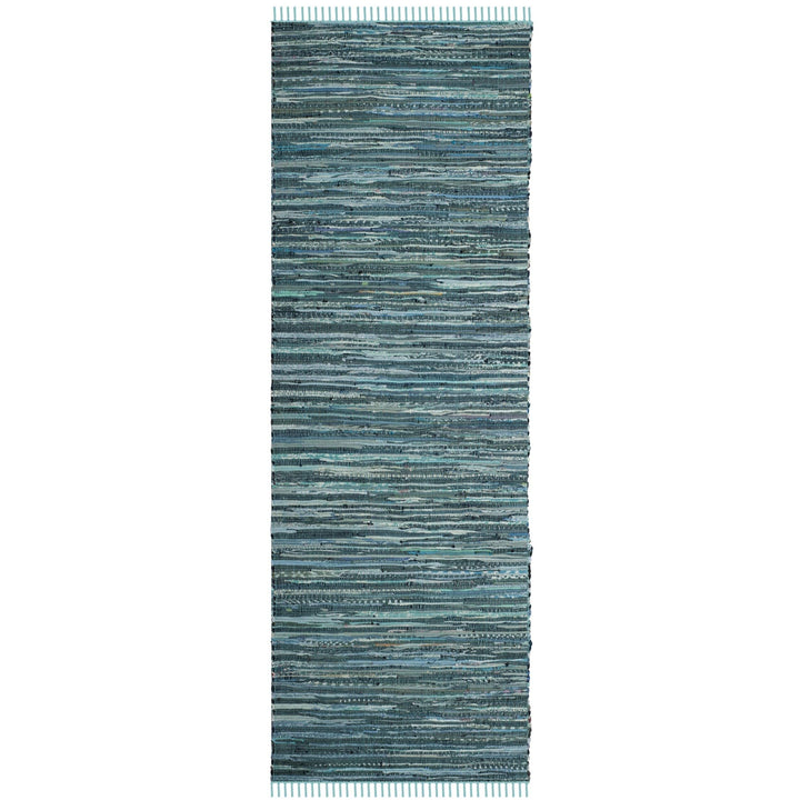 Rag Rug Runner with Tassels Teal Turquoise Rags Weave Floor Mat Hallway 2'3" x 5' - Turquoise/Multi - Diamond Home USA