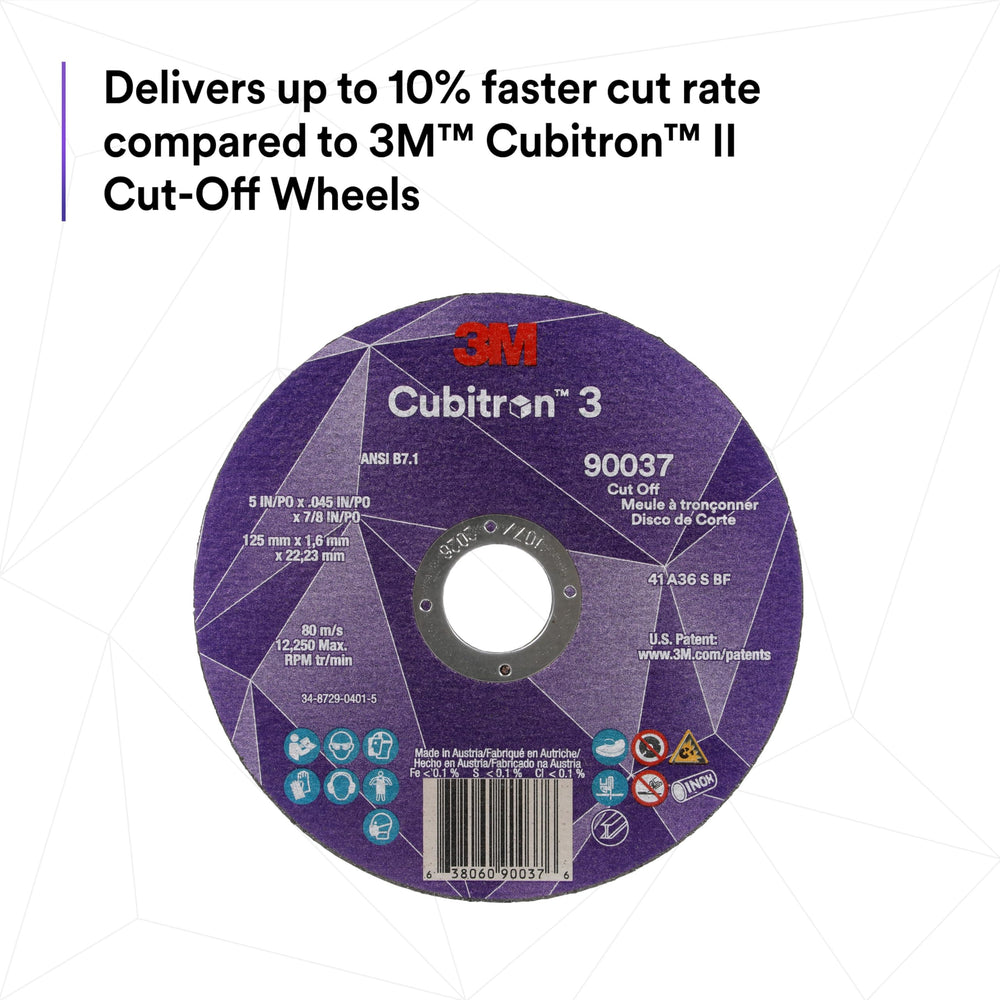 3M Cubitron 3 Cut-Off Wheel 90035 36+ T1 4 in x 0.125 in x 3/8 in (100 x 3 x - Diamond Home USA
