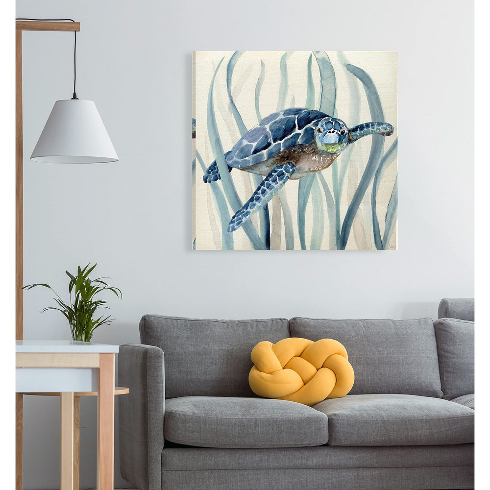 Wexford Home Turtle in Seagrass I -Gallery Wrapped Canvas - Yellow Blue Gen 40x40 - Diamond Home USA