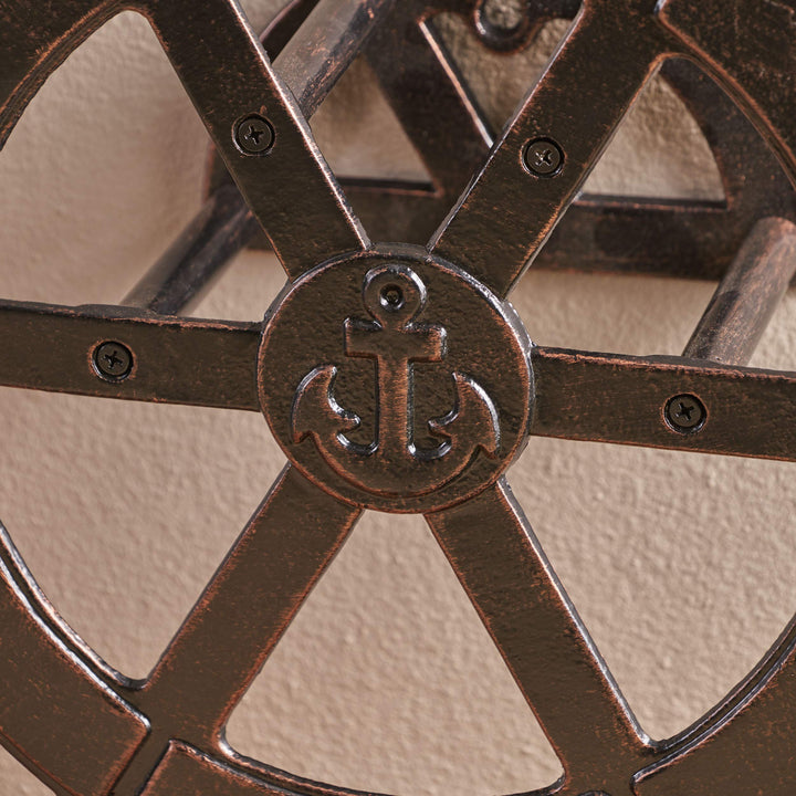 Christopher Knight Home Vanora Outdoor Shiny Copper Aluminum Ship Wheel Hose - Diamond Home USA
