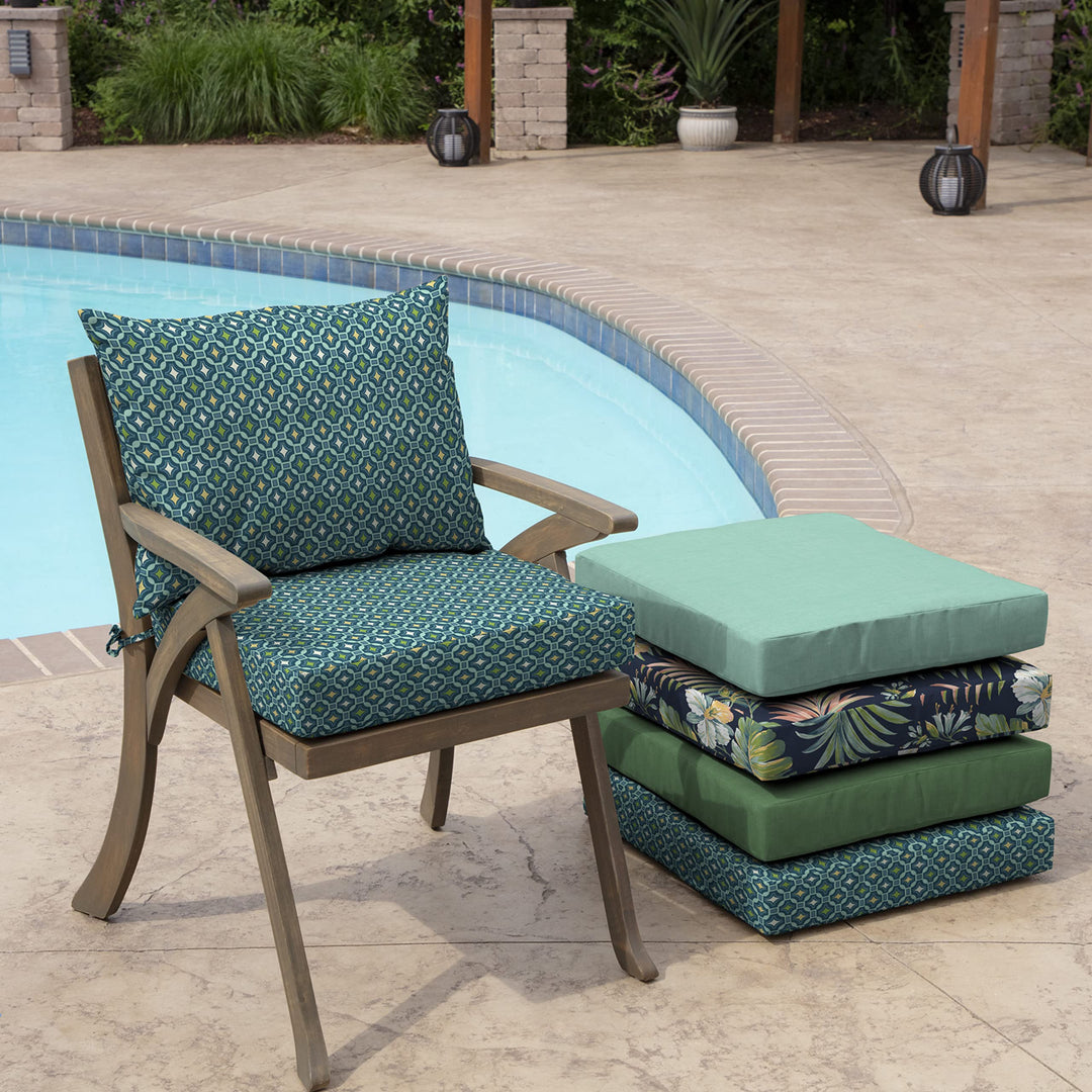 Arden Selections Outdoor Dining Chair Cushion 21 x 21 Rain-Proof Fade Alana Tile - Diamond Home USA