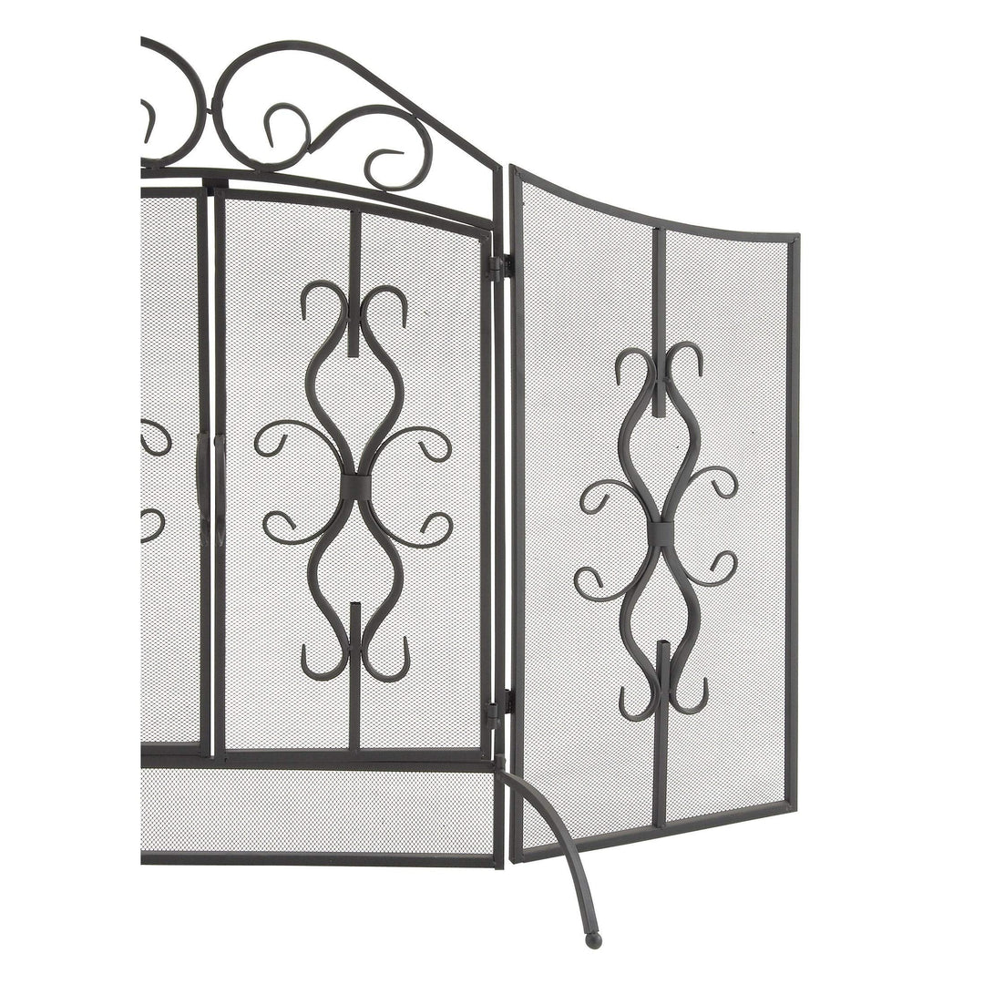 Traditional 40 X 60 Inch Wrought Iron Footed Fire Screen by Black Blue Acacia - Diamond Home USA
