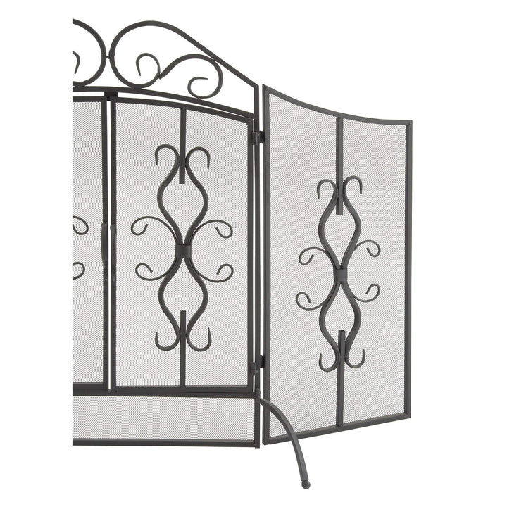 Traditional 40 X 60 Inch Wrought Iron Footed Fire Screen by Black Blue Acacia - Diamond Home USA