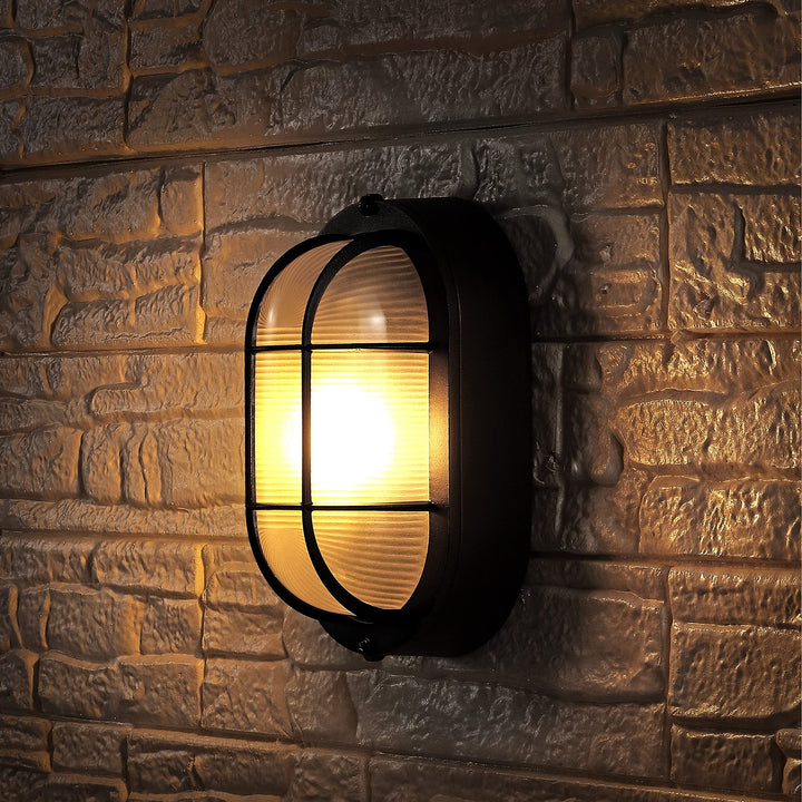 Lighting Outdoor Wall Sconce 5" W X 4" D 9" H Black Modern Contemporary Glass - Diamond Home USA