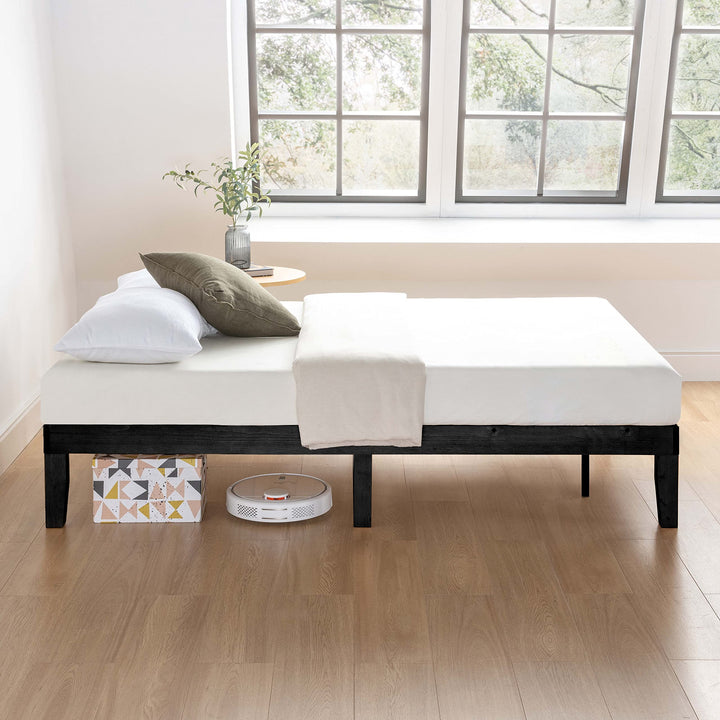 Mellow Naturalista Classic 12 Inch Solid Wood Platform Bed with Wooden Slats