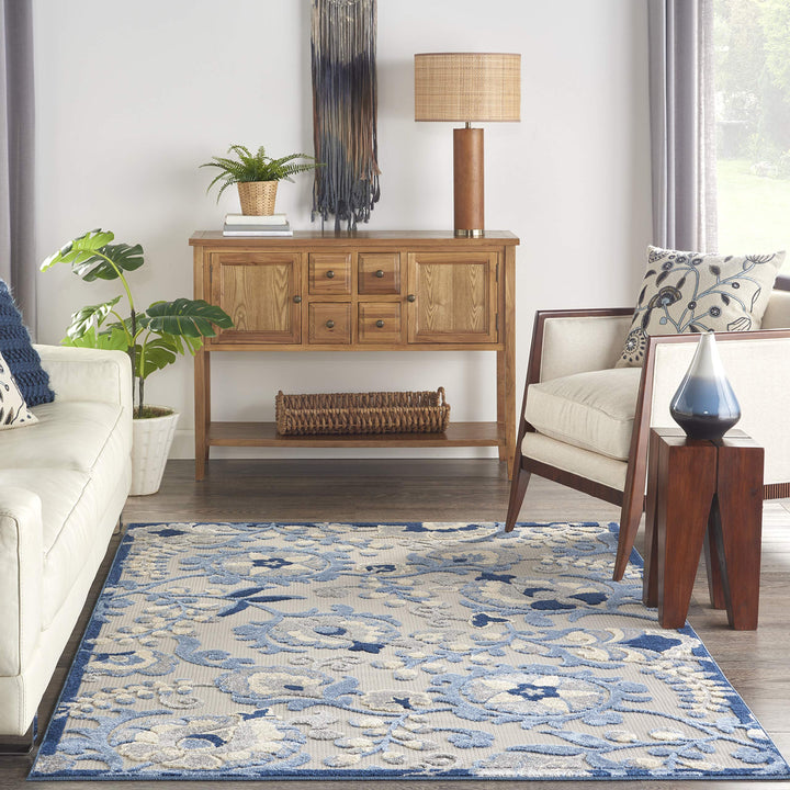5'3 x 7'5 Indoor Outdoor Floral Color Area Rug Polypropylene