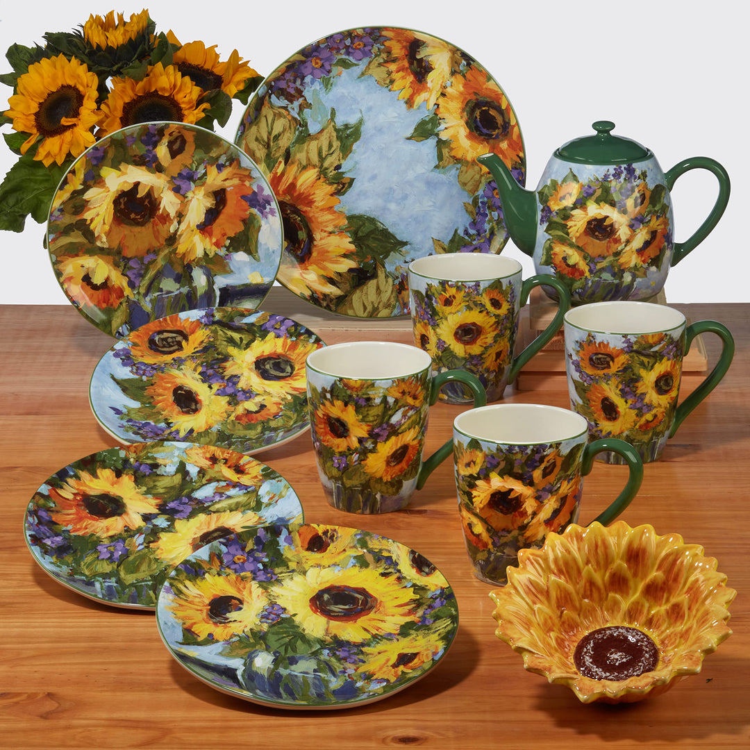 Certified International Sunflower Bouquet Square Platter 12.5" - Diamond Home USA