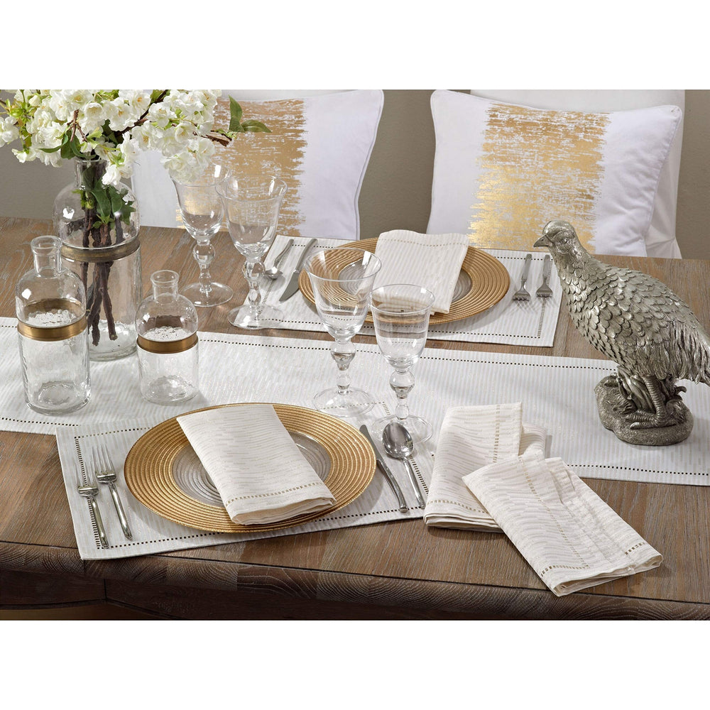 Hemstitched Design Placemat (Set of 12) Cream Casual Classic Modern Contemporary - Diamond Home USA