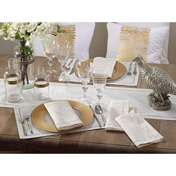 Hemstitched Design Placemat (Set of 12) Cream Casual Classic Modern Contemporary - Diamond Home USA