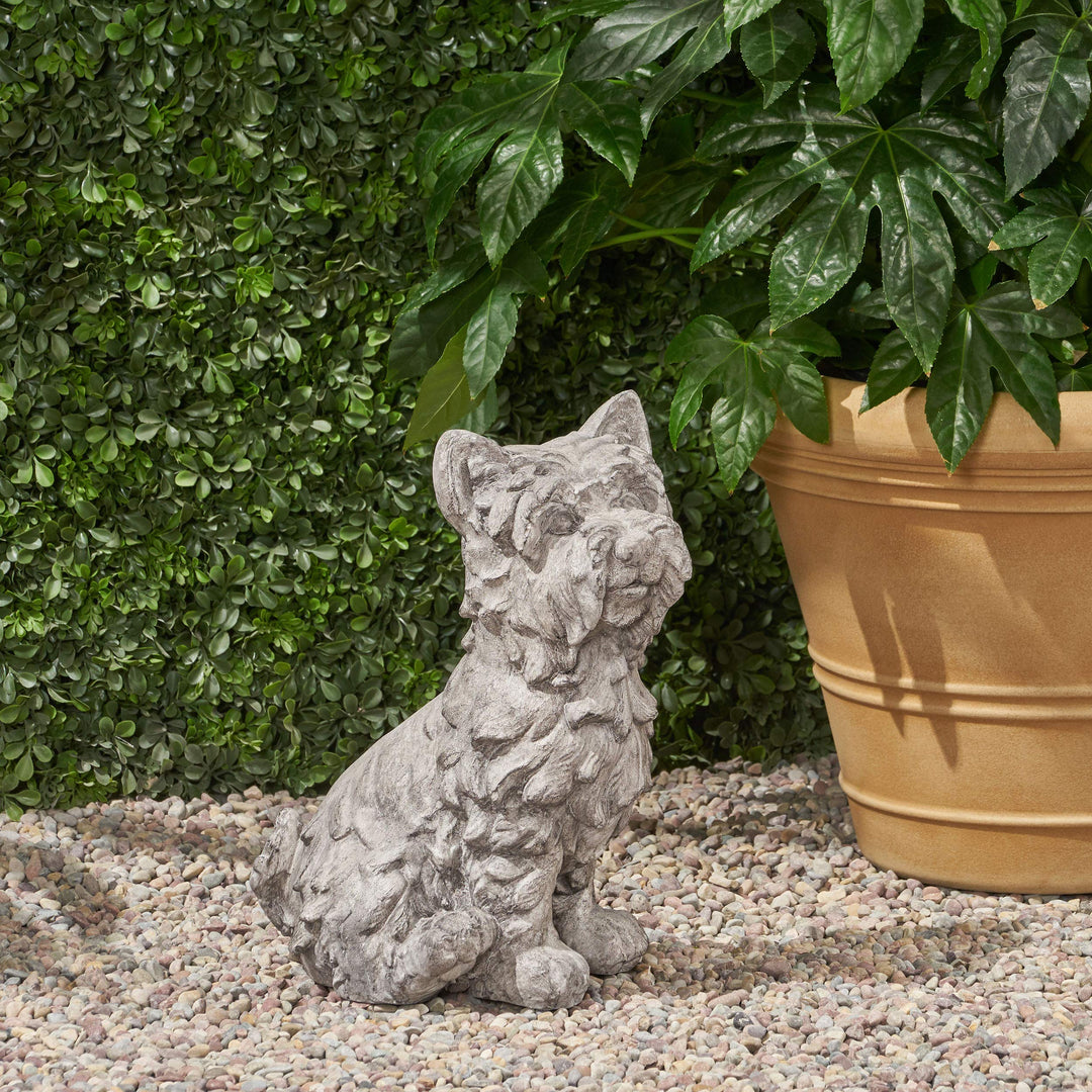 Christopher Knight Home Seth Outdoor Terrier Dog Garden Statue Antique Gray - Diamond Home USA