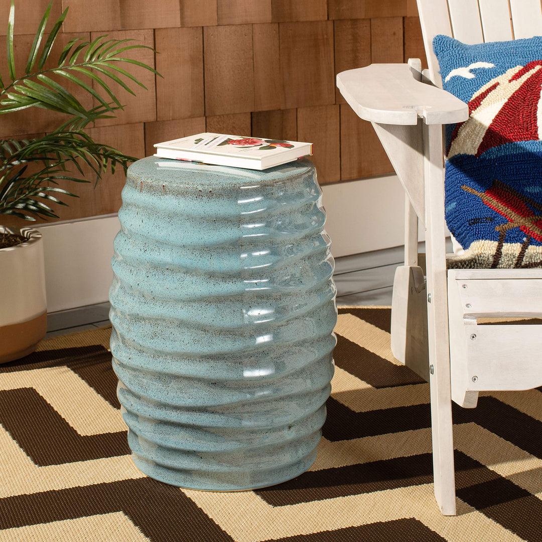 Safavieh ACS4575B Kita Ceramic Decorative Garden Stool 0 Blue - Diamond Home USA