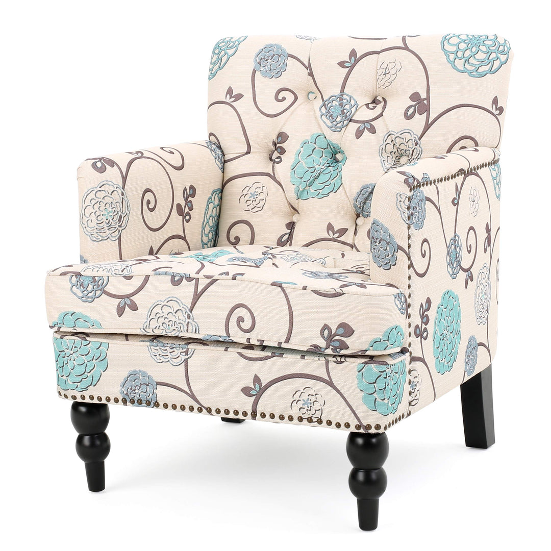 Christopher Knight Home Harrison Fabric Tufted Club Chair White / Blue (29.5"D x