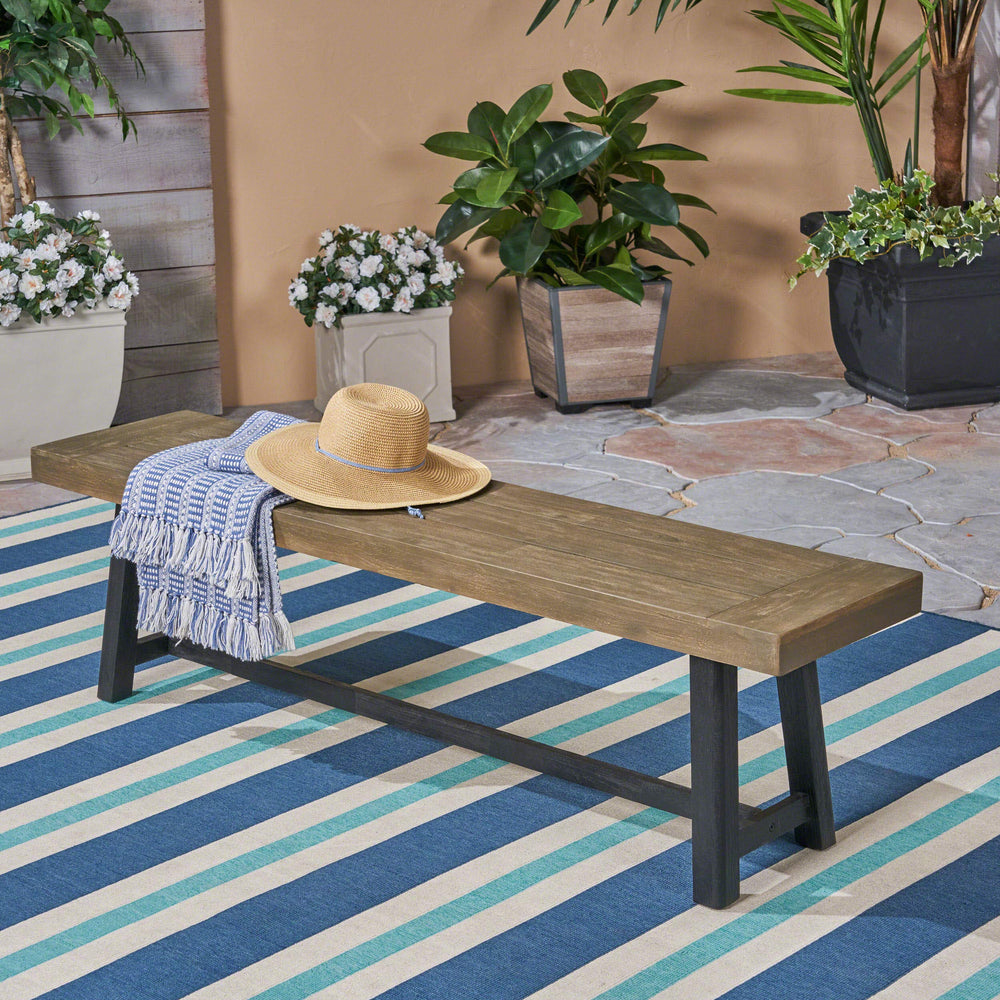 Christopher Knight Home Toby Outdoor Acacia Wood Bench Sandblast Gray Finish and - Diamond Home USA