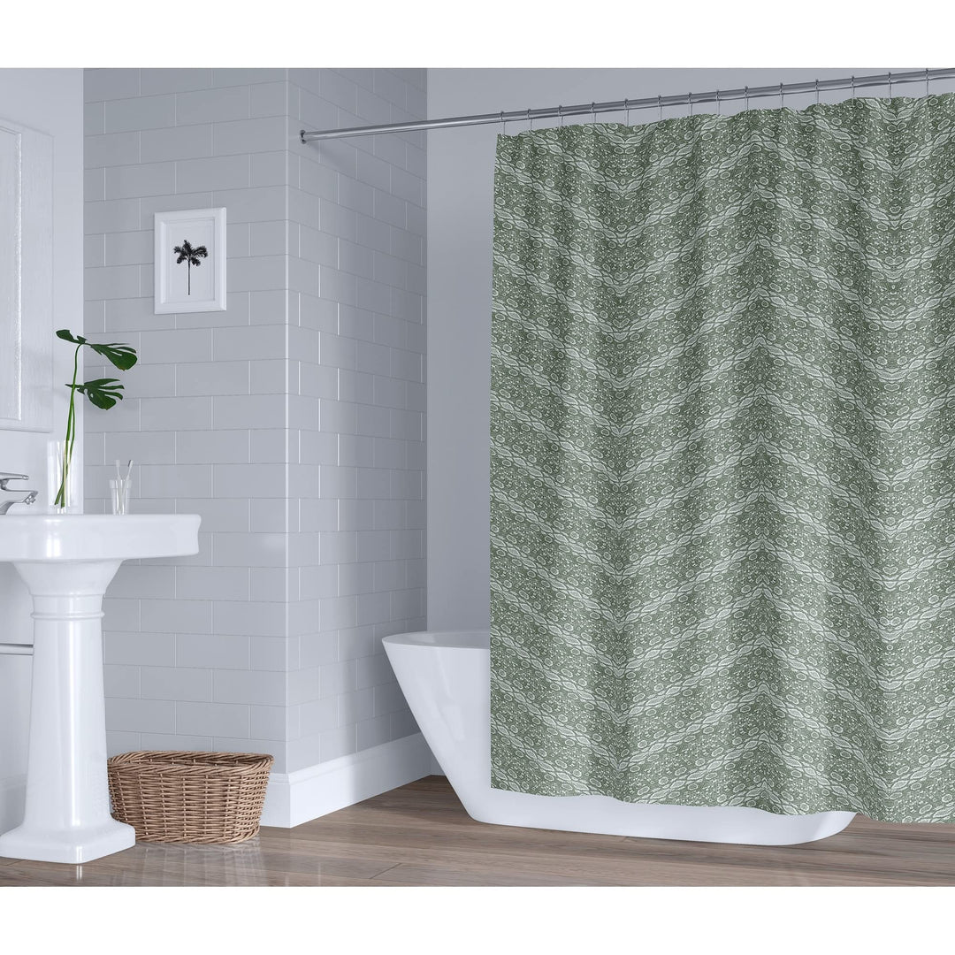 Chevron Snake Green Shower Curtain Green Animal Print Modern Contemporary - Diamond Home USA