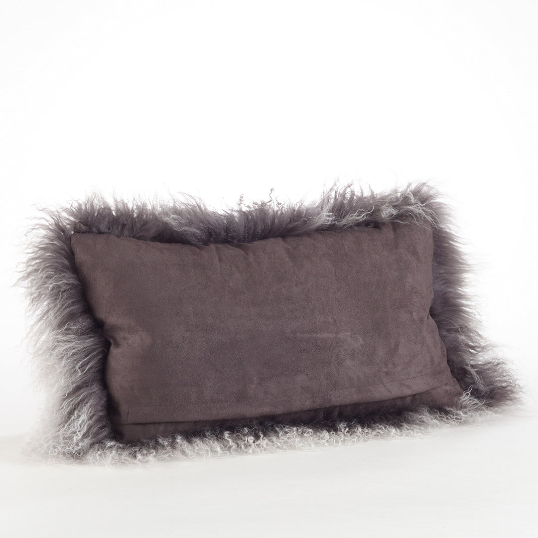 Poly-filled Mongolian Lamb Throw Pillow