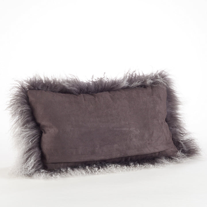Poly-filled Mongolian Lamb Throw Pillow