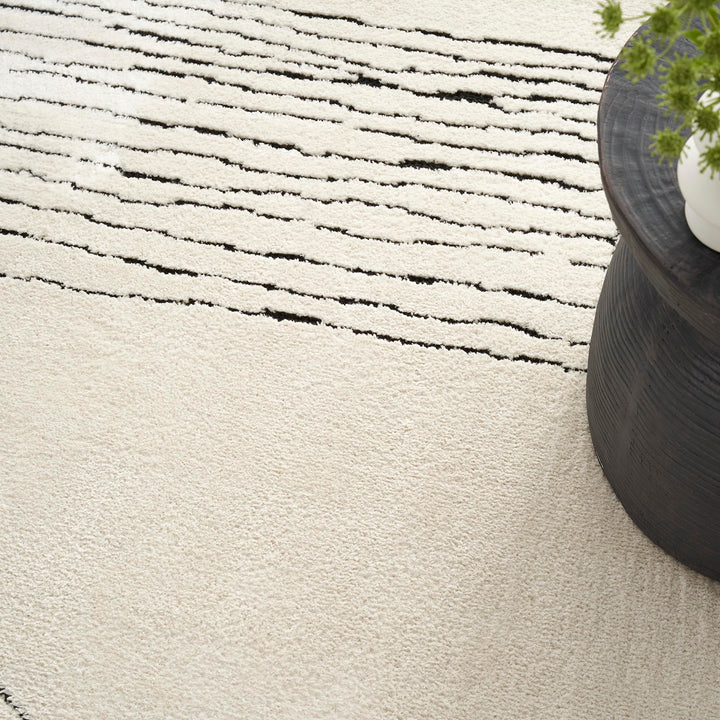 Nourison Cozy Modern Scandinavian Ivory Black 5'3" x 7' Area Rug Non-Shedding - Diamond Home USA