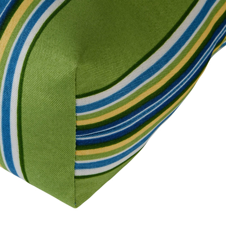 Cayman Stripe 18-inch X 51-inch Outdoor Bench Cushion Blue Green Striped - Diamond Home USA
