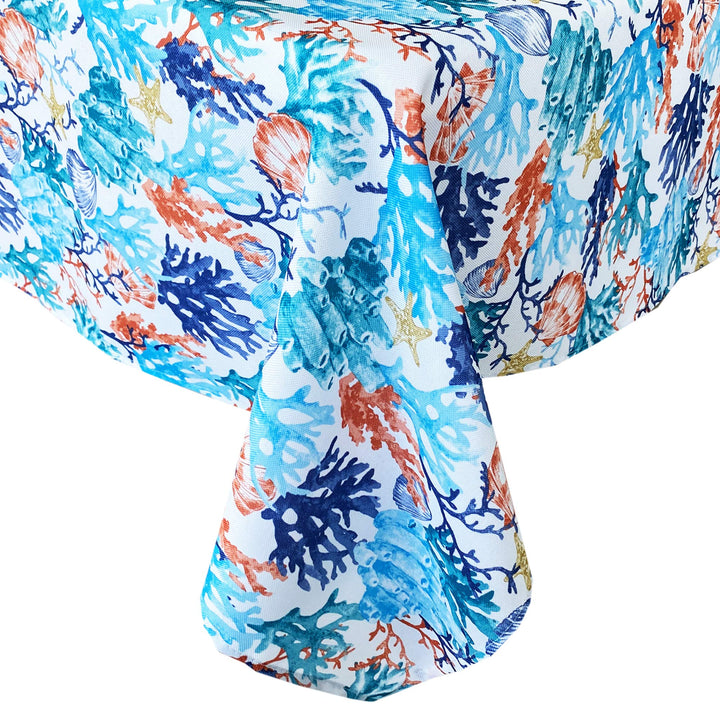 Lintex Coral Reef Heavy Weight Indoor/Outdoor Print Fabric Tablecloth - Blue and 60"x84" - Diamond Home USA