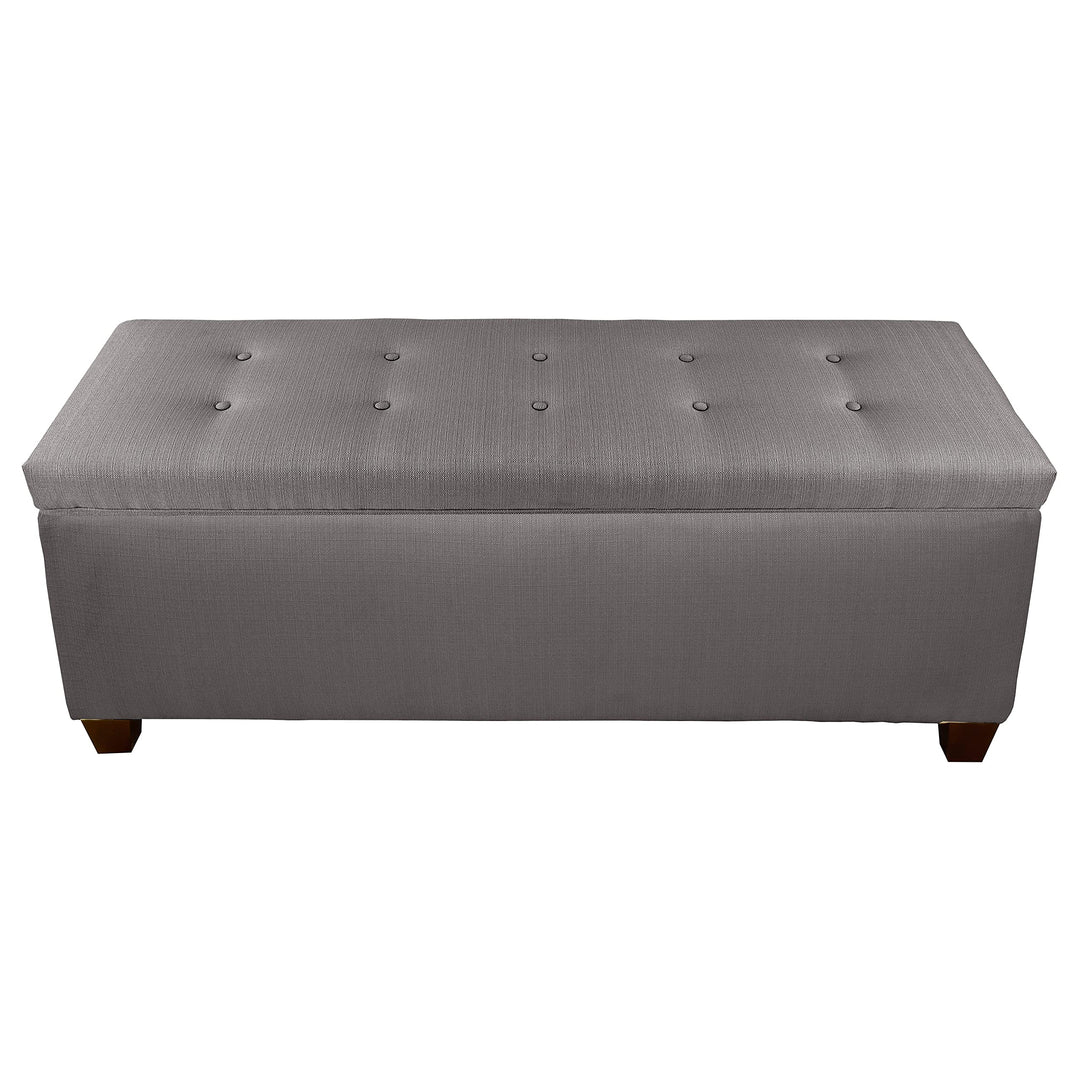 The Sole Secret Button Tufted Shoe Ottoman Storage Bench for Bedroom or Entryway Grey Large - Diamond Home USA