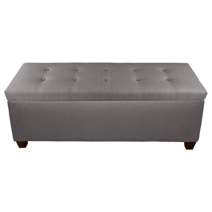 The Sole Secret Button Tufted Shoe Ottoman Storage Bench for Bedroom or Entryway Grey Large - Diamond Home USA