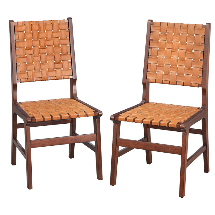 Lifestorey Brady Solid Wood Woven Dining Chair (Set of 2) White - Diamond Home USA