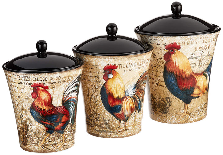 Certified International 23656 Gilded Rooster Canister Set (3 Piece) One Size