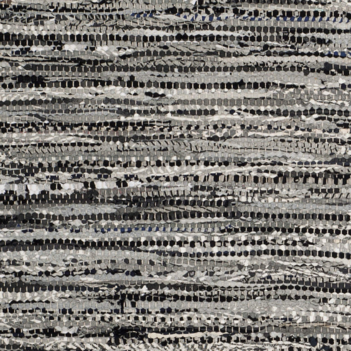 Rag Rug Runner with Tassels White Black Grey Rags Weave Floor Mat Hallway - Diamond Home USA