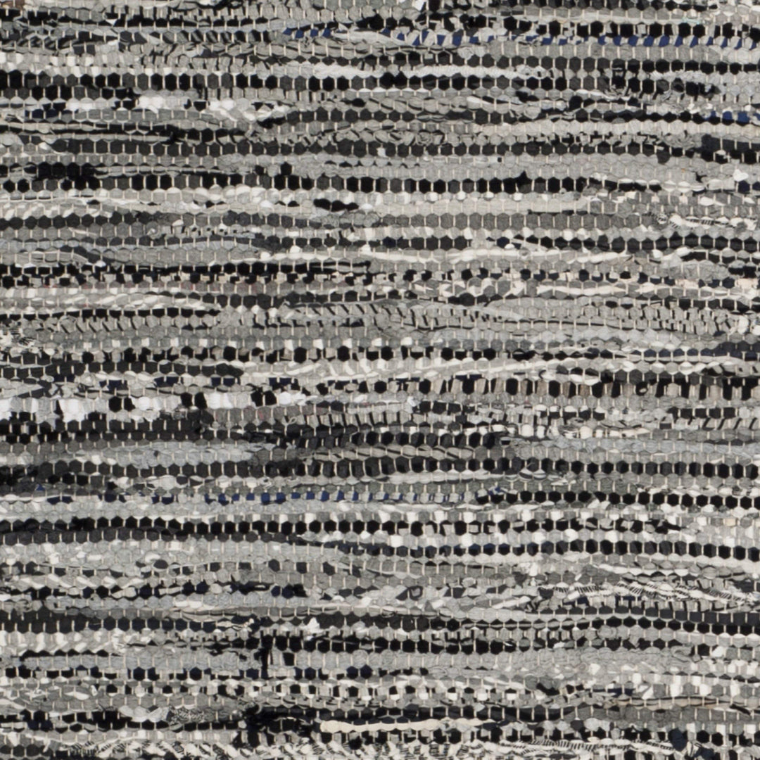 Rag Rug Runner with Tassels White Black Grey Rags Weave Floor Mat Hallway - Diamond Home USA