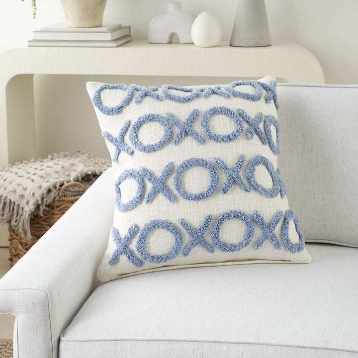 Mina Victory Life Styles Tufted Lines 18" x 18" Ocean Throw Pillow 18"X18" - Diamond Home USA