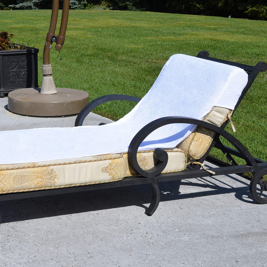 Turkish Cotton Standard Size Chaise Lounge Towel Cover White Solid Color - Diamond Home USA