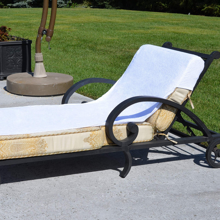 Turkish Cotton Standard Size Chaise Lounge Towel Cover White Solid Color - Diamond Home USA