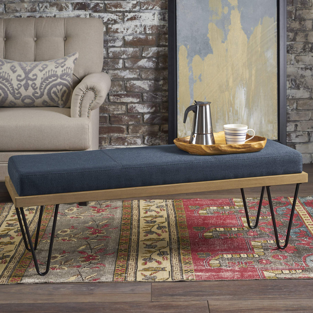 Christopher Knight Home Elisha Industrial Modern Fabric Bench Dark