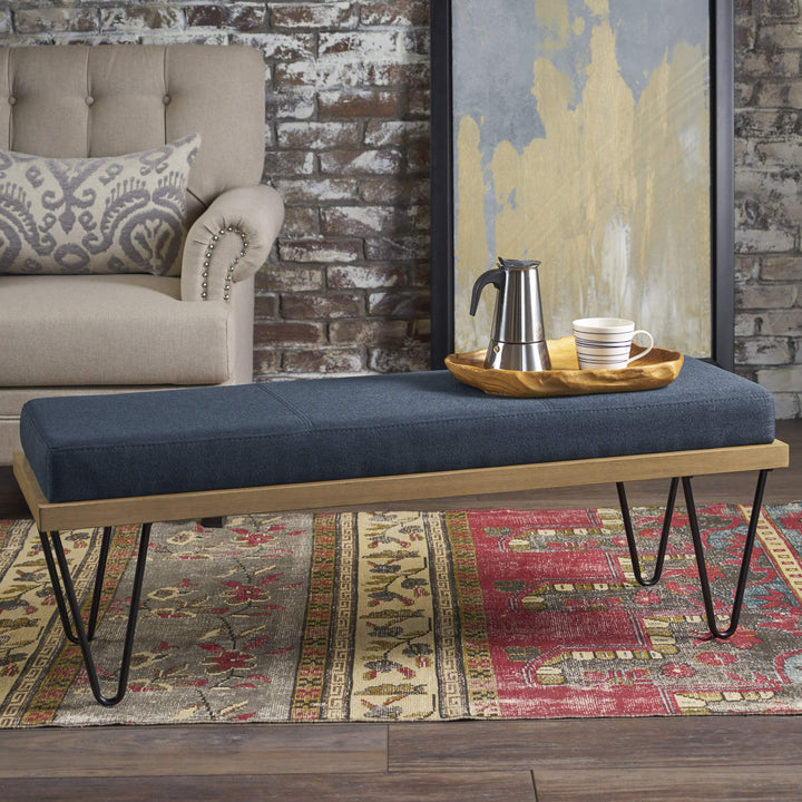 Christopher Knight Home Elisha Industrial Modern Fabric Bench Dark