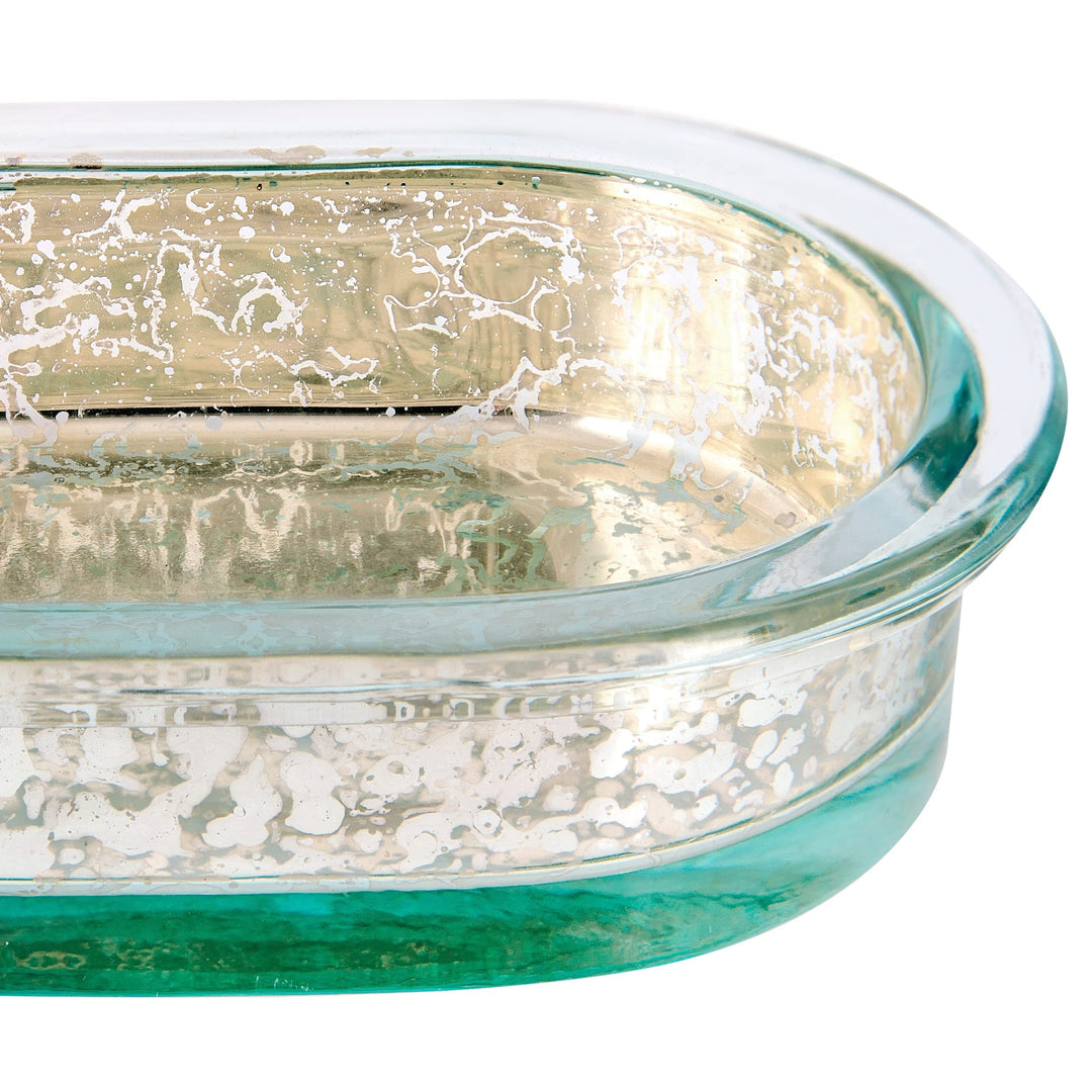 Soap Dish Blue/Silver 5.2" X 3.86" 1.46" Abstract Modern Contemporary Glass - Diamond Home USA
