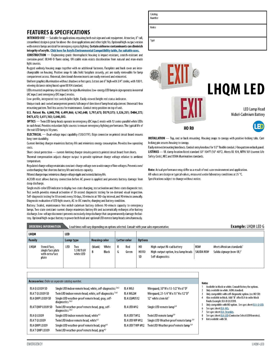 Lithonia Lighting LHQM LED B G M6 LED 2-Light Exit Sign/Emergency with Led Heads - Diamond Home USA