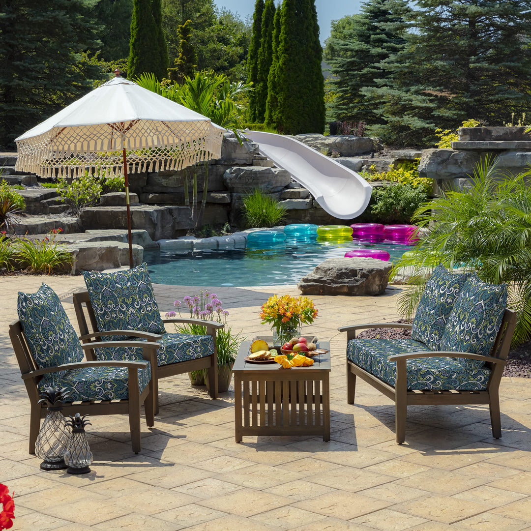 Arden Selections Outdoor Deep Seat Cushion Set 24 x 24 Rain-Proof Fade Resistant - Diamond Home USA