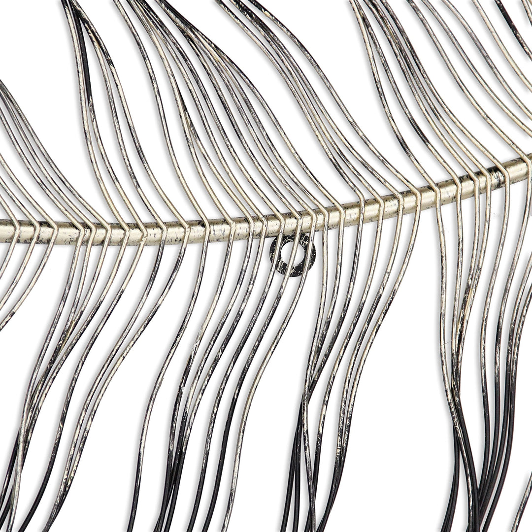 Silver and Bronze Metal Feather Themed Wall Multi Color Bohemian Eclectic - Diamond Home USA