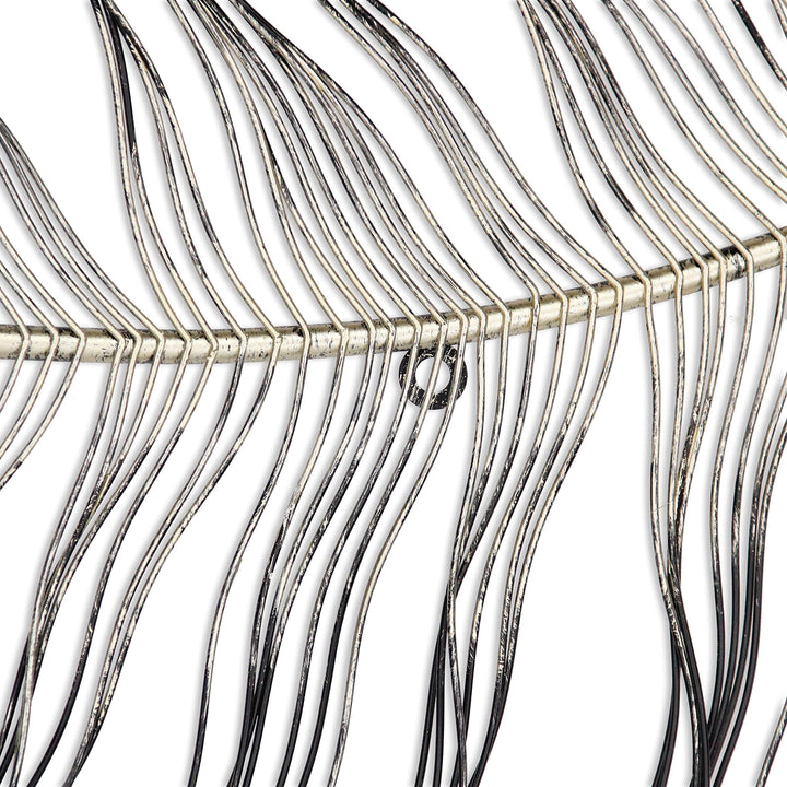 Silver and Bronze Metal Feather Themed Wall Multi Color Bohemian Eclectic - Diamond Home USA