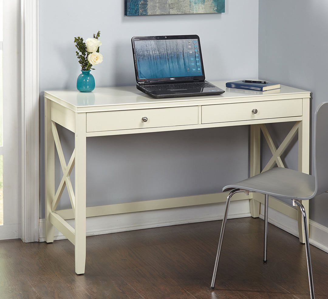 Target Marketing Systems Anderson X Wooden Desk Antique - Antique White - Diamond Home USA