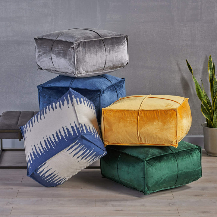 Christopher Knight Home Cytheria Smoke Velvet Square Bean Bag Ottoman - Diamond Home USA
