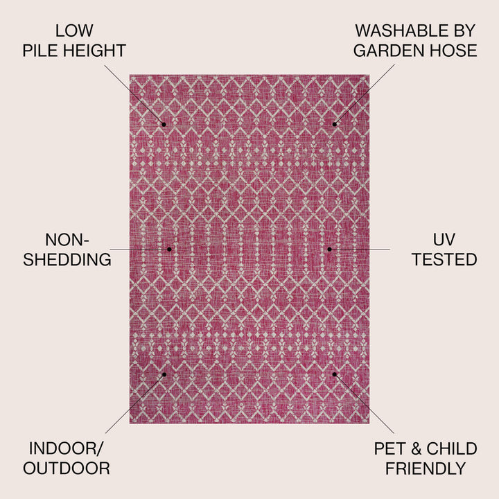 JONATHAN Y Trebol Moroccan Geometric Textured Weave Indoor/Outdoor Area Rug