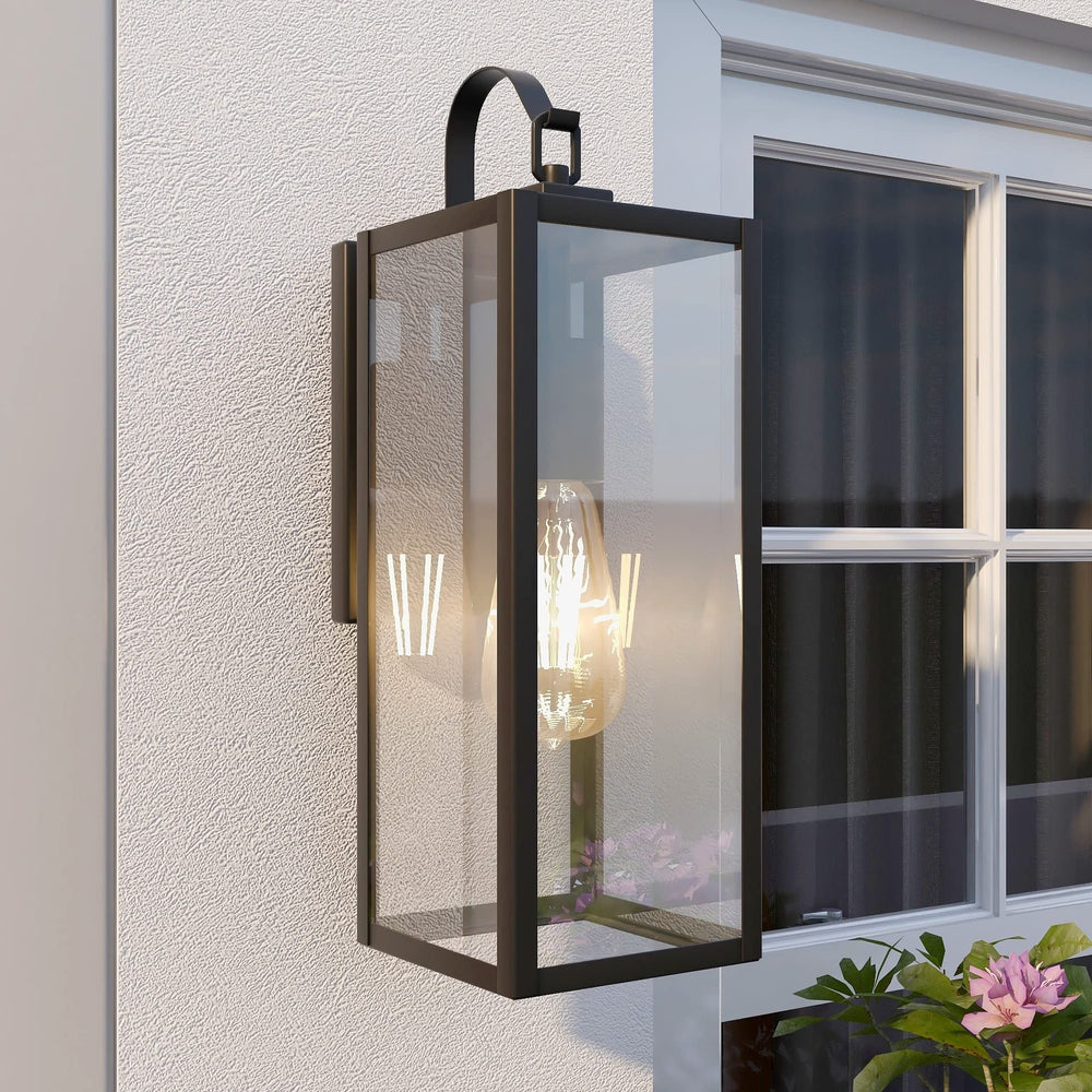 1-Outdoor Wall Light Rustic Dusk to Dawn Lantern Lamp for Porch Black - Diamond Home USA